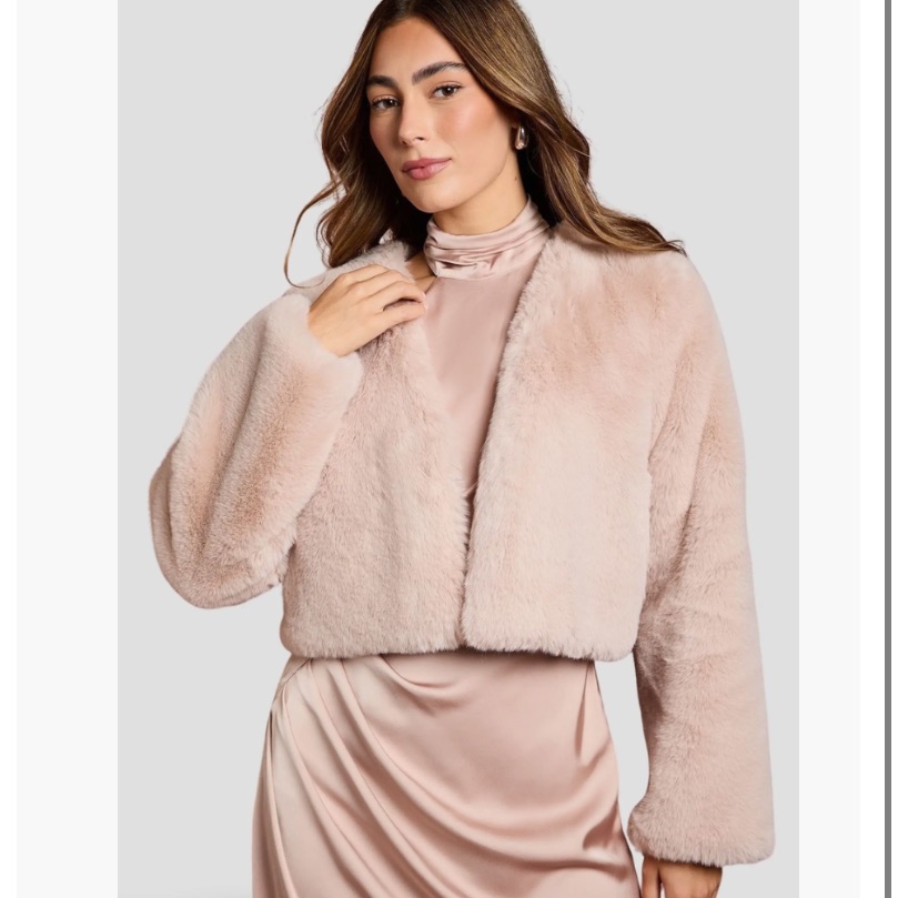 694 Divided Womens Pink Faux Fur Jacket